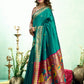 Rajwada Sea Green Silk Woven Paithani Saree For Women