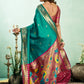 Rajwada Sea Green Silk Woven Paithani Saree For Women