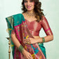 Rajwada Sea Green Silk Woven Paithani Saree For Women