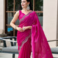 Rajwada Magenta Chiffon Embellished Saree For Women