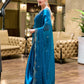 Rajwada Teal Blue Chiffon Embellished Saree For Women