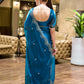 Rajwada Teal Blue Chiffon Embellished Saree For Women