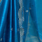 Rajwada Teal Blue Chiffon Embellished Saree For Women