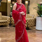 Rajwada Red Chiffon Embellished Saree For Women
