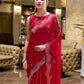 Rajwada Red Chiffon Embellished Saree For Women