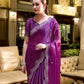 Rajwada Purple Chiffon Embellished Saree For Women