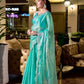 Rajwada Aqua Green Chiffon Embellished Saree For Women