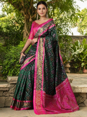 Rajwada Green Silk Woven Saree For Women