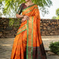Rajwada Orange Silk Woven Saree For Women