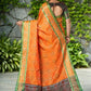 Rajwada Orange Silk Woven Saree For Women