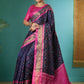 Rajwada Navy Blue Silk Woven Saree For Women
