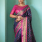 Rajwada Navy Blue Silk Woven Saree For Women