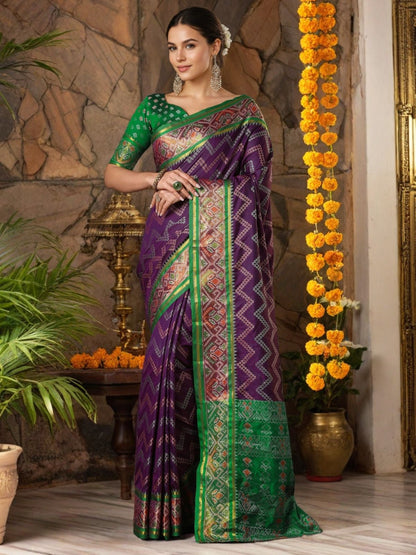 Rajwada Purple Silk Woven Saree For Women