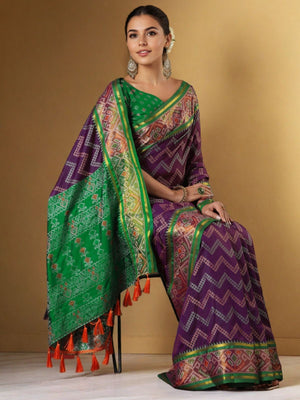 Rajwada Purple Silk Woven Saree For Women
