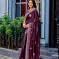 Rajwada Dark Maroon Chiffon Embroidered Saree For Women