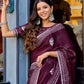 Rajwada Dark Maroon Chiffon Embroidered Saree For Women
