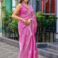 Rajwada Pink Chiffon Embroidered Saree For Women