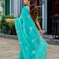 Rajwada Aqua Blue Chiffon Embroidered Saree For Women