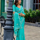 Rajwada Aqua Blue Chiffon Embroidered Saree For Women
