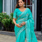 Rajwada Aqua Blue Chiffon Embroidered Saree For Women