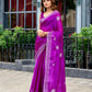 Rajwada Purple Chiffon Embroidered Saree For Women