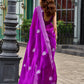 Rajwada Purple Chiffon Embroidered Saree For Women