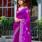 Rajwada Purple Chiffon Embroidered Saree For Women