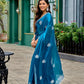 Rajwada Teal Blue Chiffon Embroidered Saree For Women