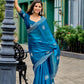 Rajwada Teal Blue Chiffon Embroidered Saree For Women