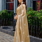 Rajwada Beige Chiffon Embroidered Saree For Women