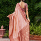 Rajwada Peach Silk Zari Woven Saree For Women