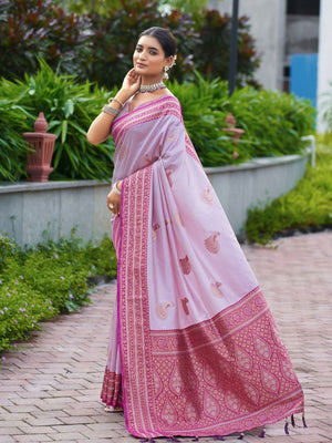 Rajwada Lavender Silk Zari Woven Saree For Women