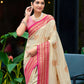 Rajwada Beige And Pink Silk Zari Woven Saree For Women