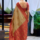 Rajwada Dark Cream Silk Zari Woven Saree For Women