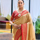 Rajwada Dark Cream Silk Zari Woven Saree For Women