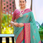 Rajwada Aqua Blue Silk Zari Woven Saree For Women