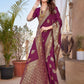 Rajwada Wine Silk Woven Saree For Women
