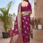 Rajwada Wine Silk Woven Saree For Women