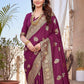 Rajwada Wine Silk Woven Saree For Women