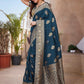 Rajwada Teal Silk Woven Saree For Women