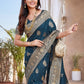 Rajwada Teal Silk Woven Saree For Women