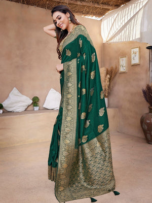 Rajwada Green Silk Woven Saree For Women