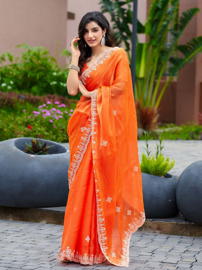 Rajwada Fenta Chiffon Embroidered Saree For Women