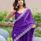 Rajwada Voilet Chiffon Embroidered Saree For Women
