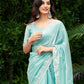 Rajwada Sky Blue  Chiffon Embroidered Saree For Women