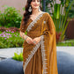 Rajwada Light Brown Chiffon Embroidered Saree For Women