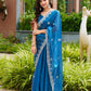 Rajwada Navy Blue Chiffon Embroidered Saree For Women