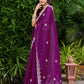 Rajwada Wine Chiffon Embroidered Saree For Women
