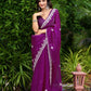 Rajwada Wine Chiffon Embroidered Saree For Women