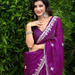 Rajwada Wine Chiffon Embroidered Saree For Women